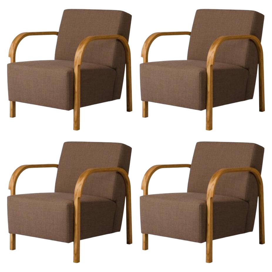 Set of 4 Arch Lounge Chairs in Oak and Kvadrat/Hallingdal & Fiord by Mazo Design