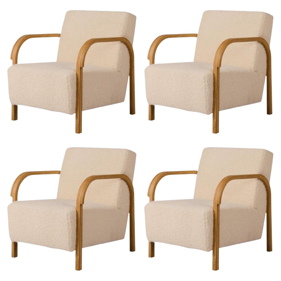 Set of 4 ARCH Lounge Chairs in Oak and DEDAR/Artemidor Upholstery by Mazo Design