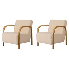 Set of 2 ARCH Lounge Chairs in Oak and DEDAR/Artemidor Upholstery by Mazo Design
