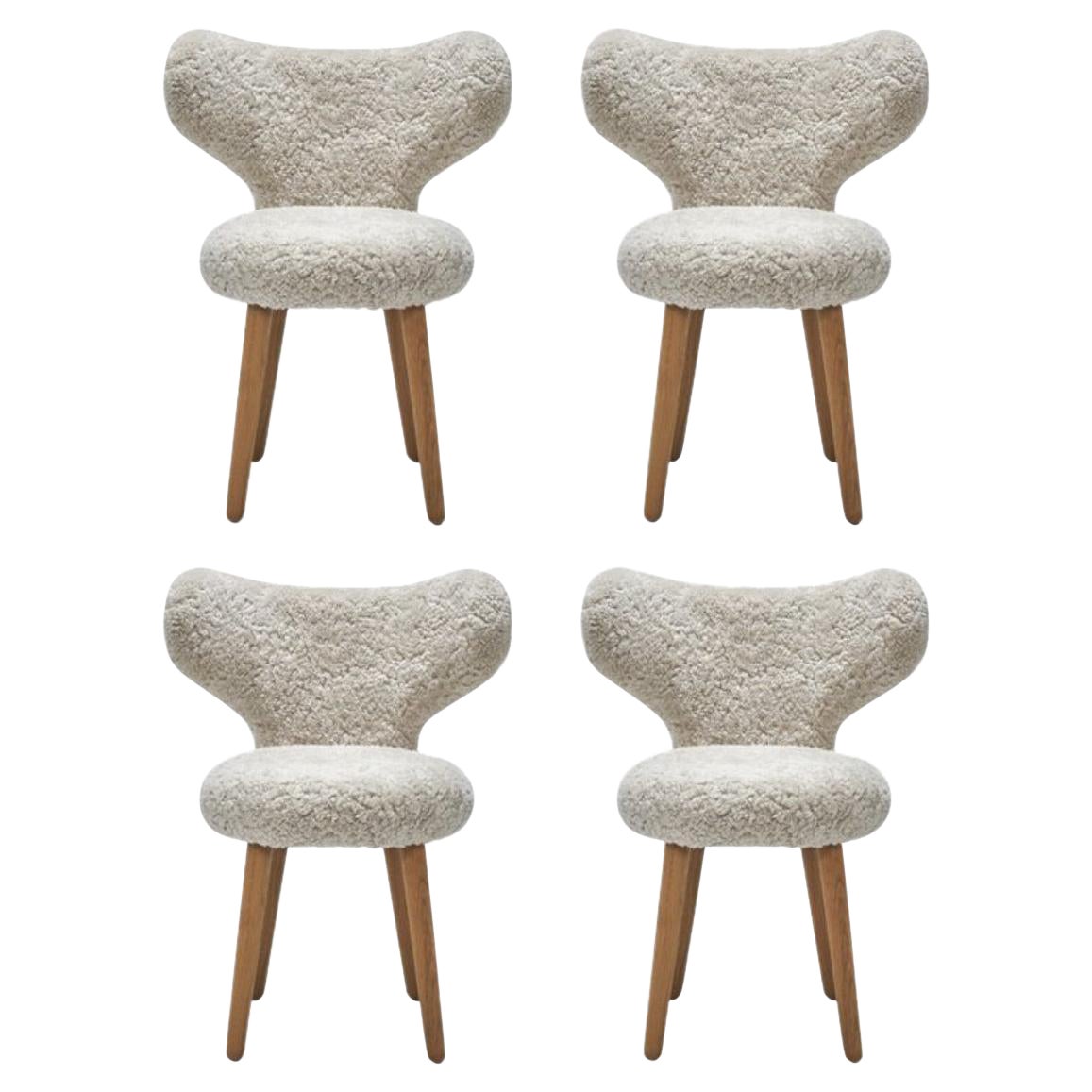 Set of 4 Sheepskin Wng Chairs by Mazo Design