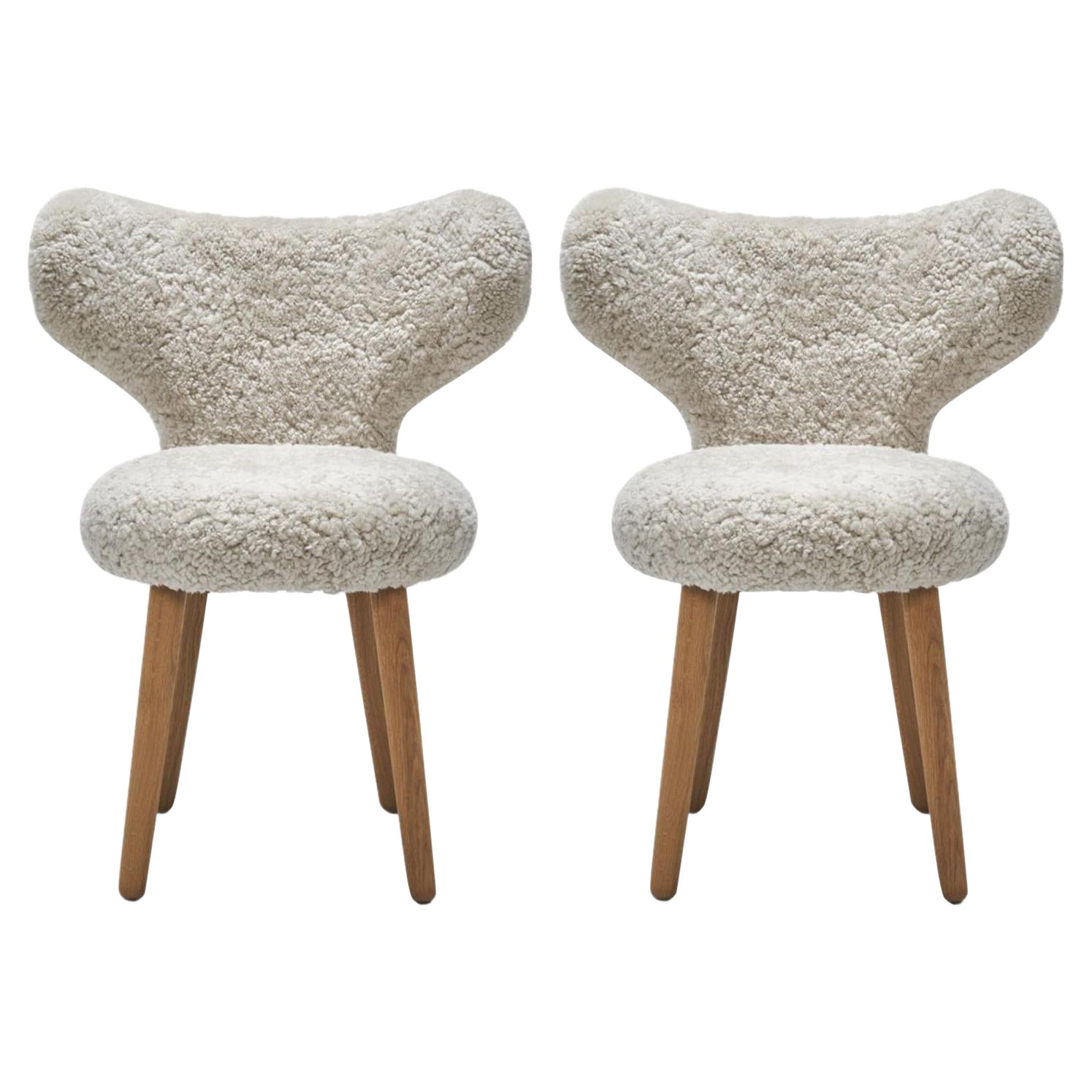 Set of 2 Sheepskin WNG Chairs by Mazo Design For Sale
