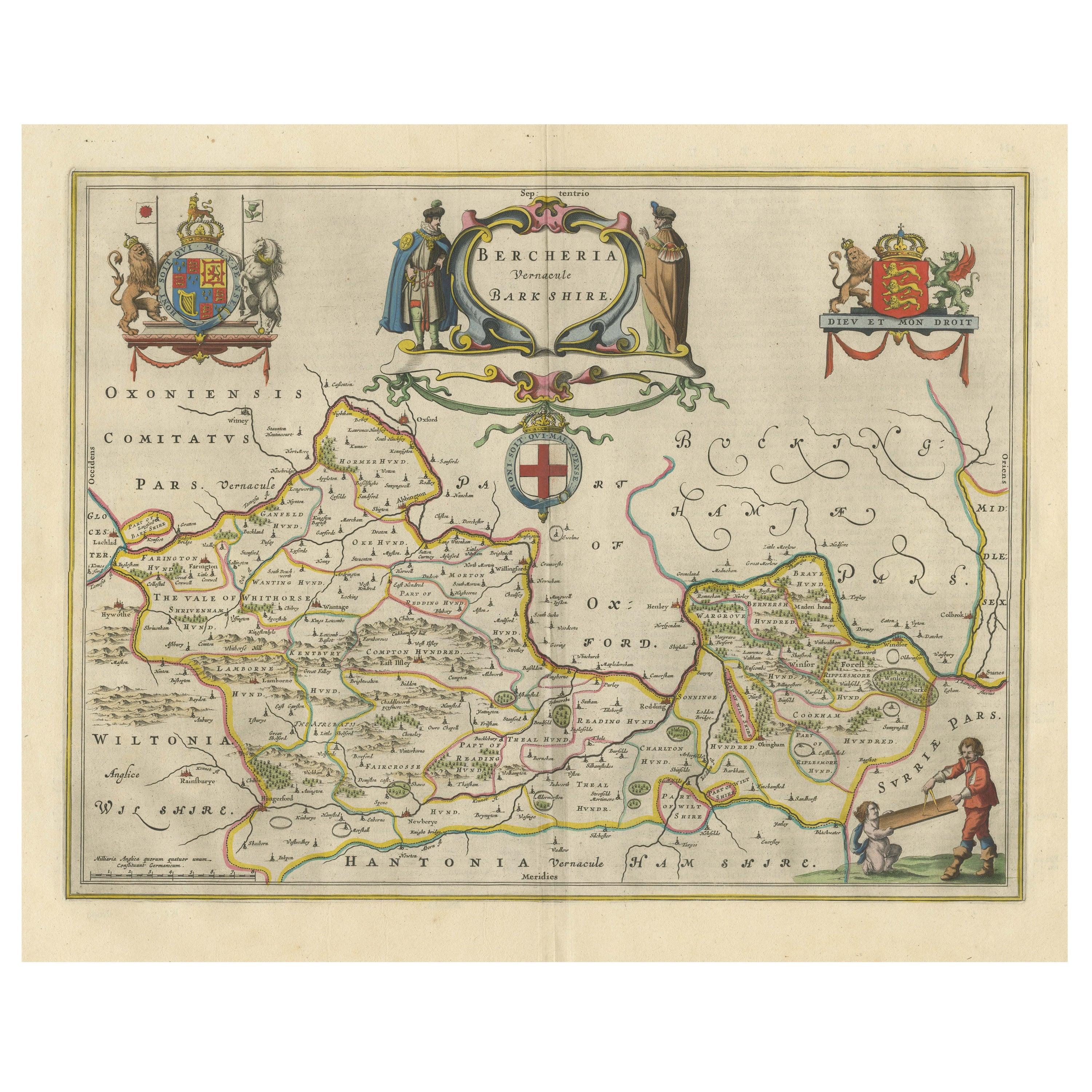 Antique Map of Berkshire, South East England For Sale