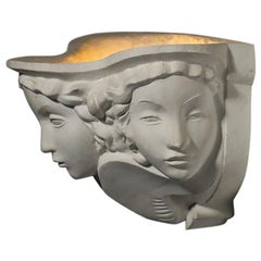 Wall Light Vadim Androusov André Arbus in Plaster 1940s Sconces Art Deco, G895