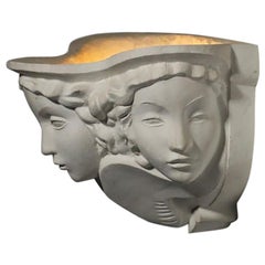 Vintage Wall Light Vadim Androusov André Arbus in Plaster 1940s Sconces Art Deco, G895