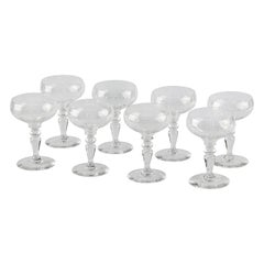 Set of 8 Clear Crystal Champagne Glasses - Val Saint Lambert - Gretel