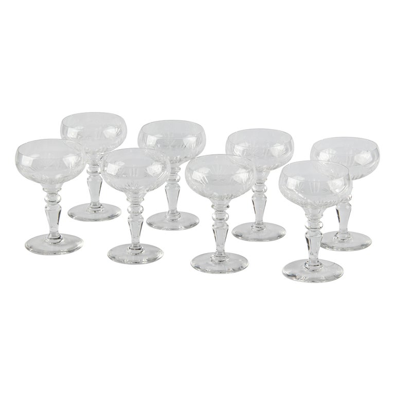 Set of 8 Clear Crystal Champagne Glasses For Sale at 1stDibs