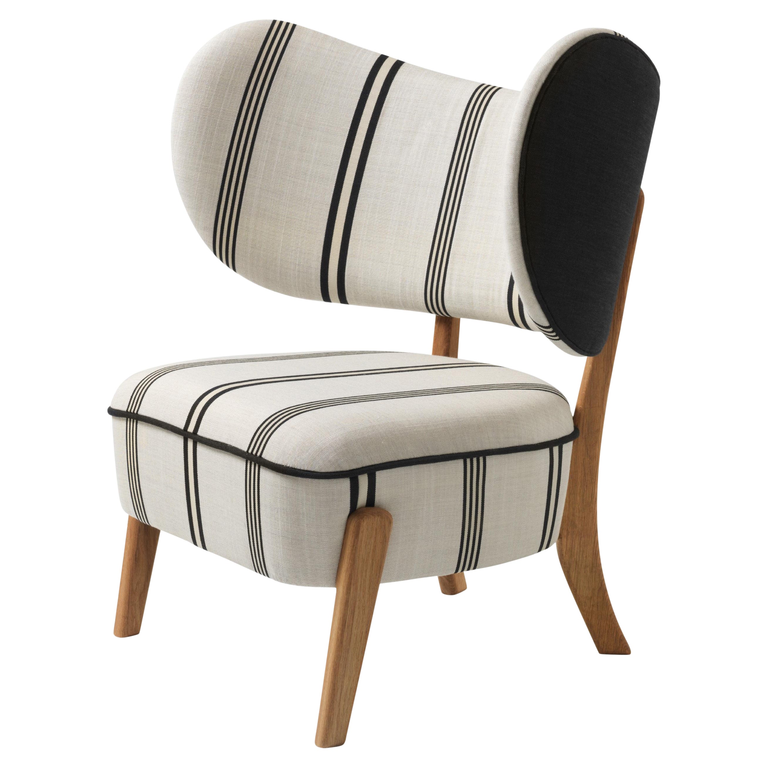 Striped Tmbo Lounge Chair in Oak and Dedar/Linear Upholstery by Mazo Design