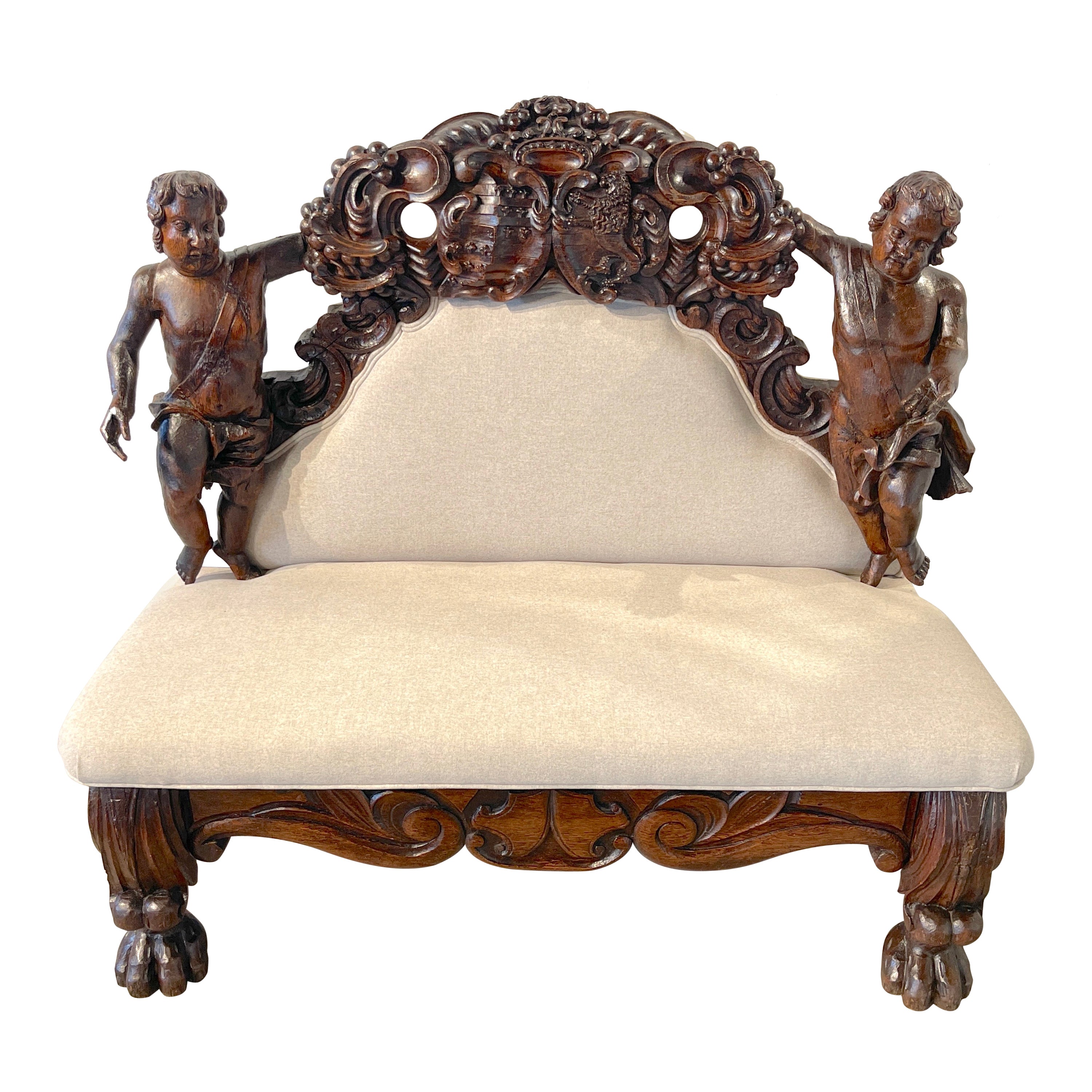 Italian Baroque Figural Bench/ Settee For Sale