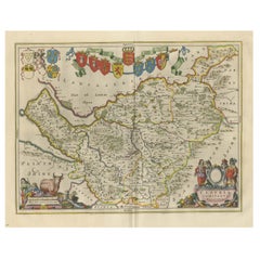 Carte ancienne du Cheshire, Angleterre du Nord-Ouest