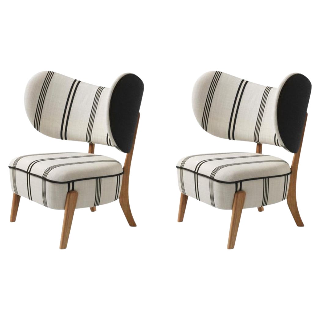 2er-Set TMBO Lounge-Stühle aus Eiche und DEDAR/Linear-Polsterung von Mazo Design im Angebot