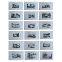 Set of 18 Antique Prints of English Country Cottages, circa 1840