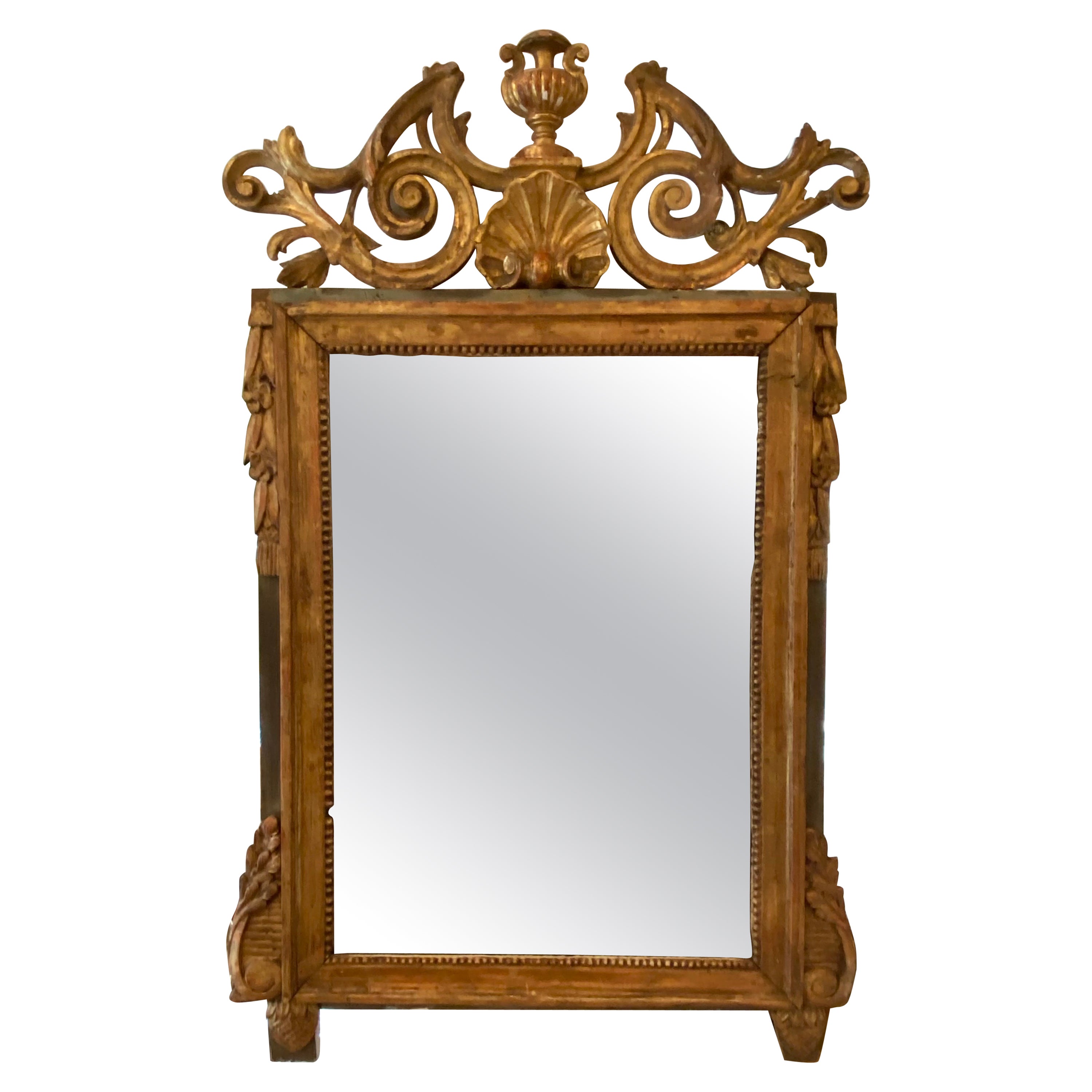 Antique Swedish Gilt and Carved Mirror For Sale