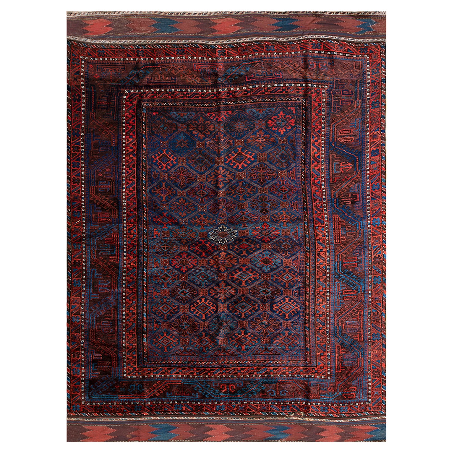 Tapis principal afghan Baluch Teimani du 19ème siècle ( 6' x 9' - 183 x 275 ) en vente