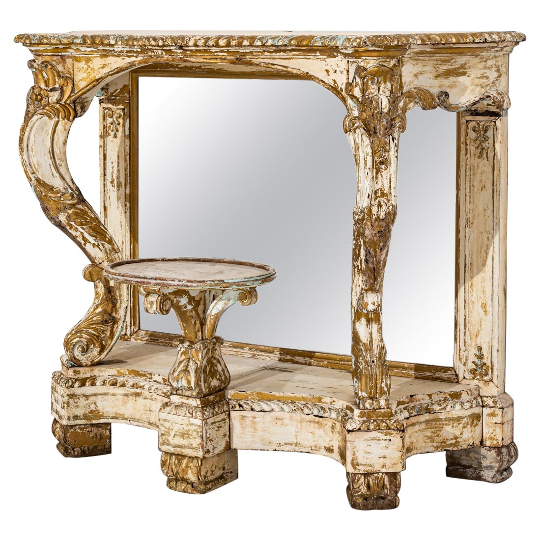 19th Century Italian Vanity Table with Mirror