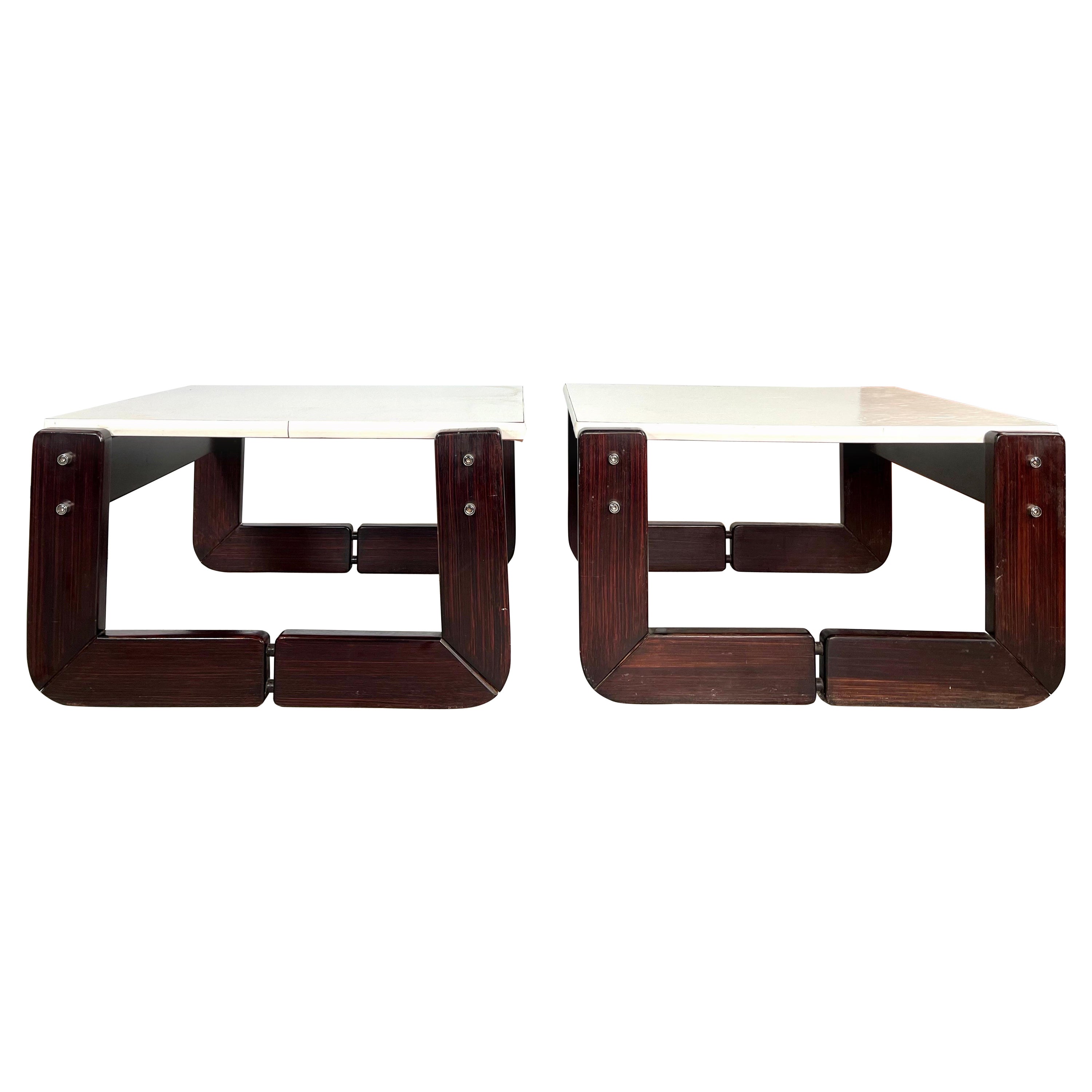 Rosewood and Laminate Top Side Tables by Percival Lafer, a Pair For Sale