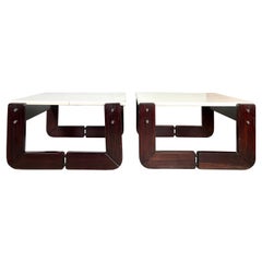 Retro Rosewood and Laminate Top Side Tables by Percival Lafer, a Pair