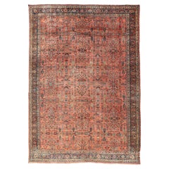 Tappeto antico persiano Mahal con disegno floreale all-over 14'10 x 20'4