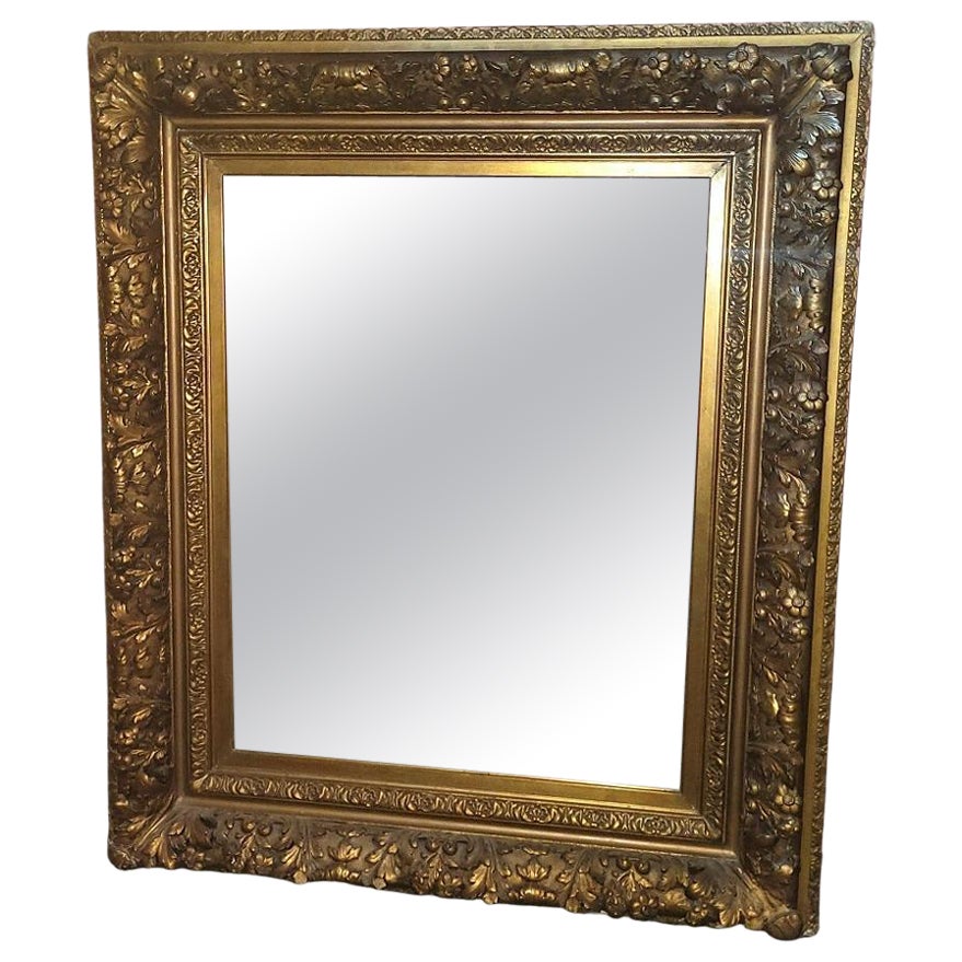 Early 19C Large English Baroque Gilt Floral Wall Mirror