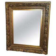 Used Early 19C Large English Baroque Gilt Floral Wall Mirror