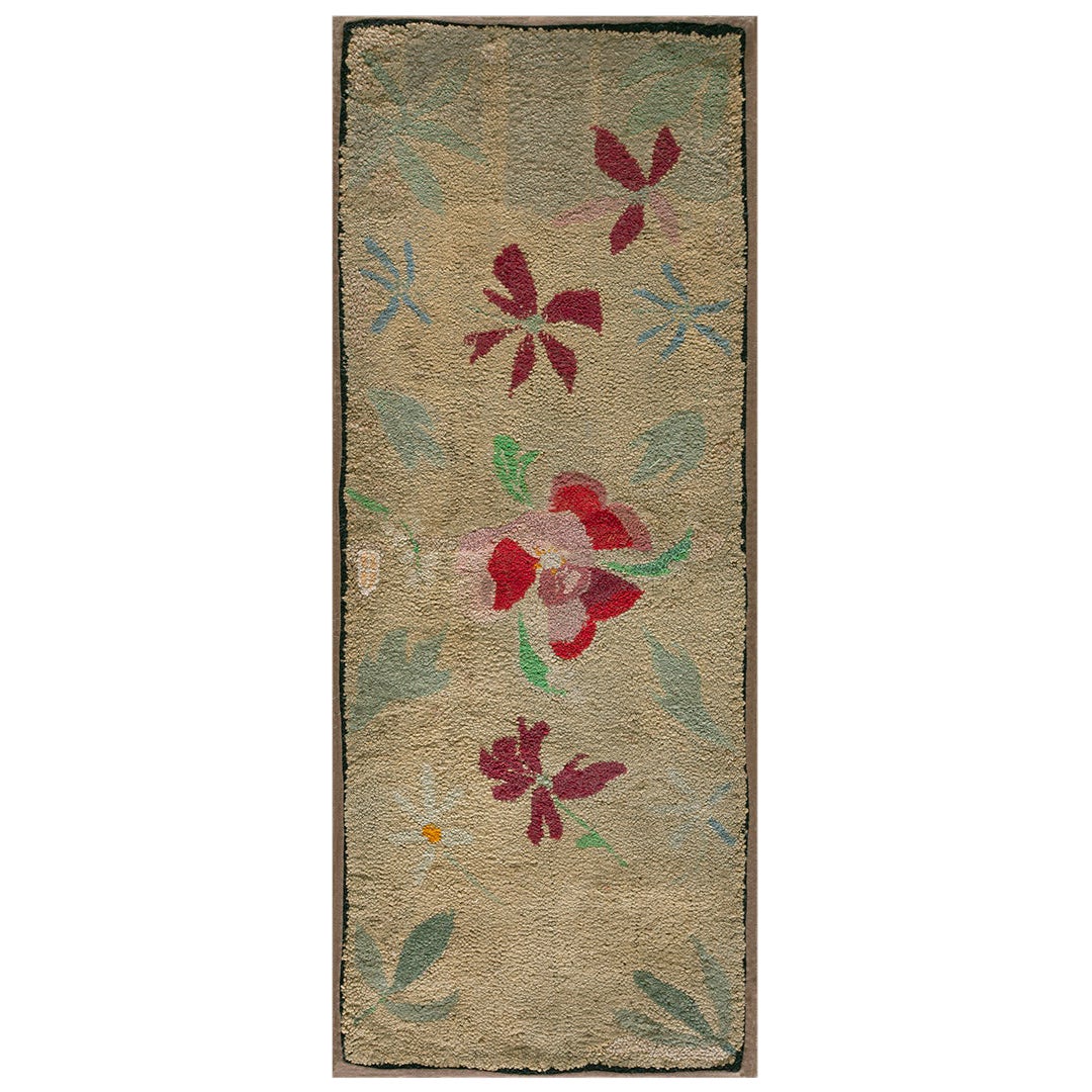 1930s American Hooked Rug ( 18" x 4'4" - 51 x 132 ) For Sale
