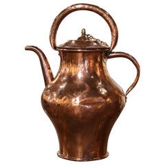 Used Mid-18th Century French Polished Copper Water Pitcher with Lid