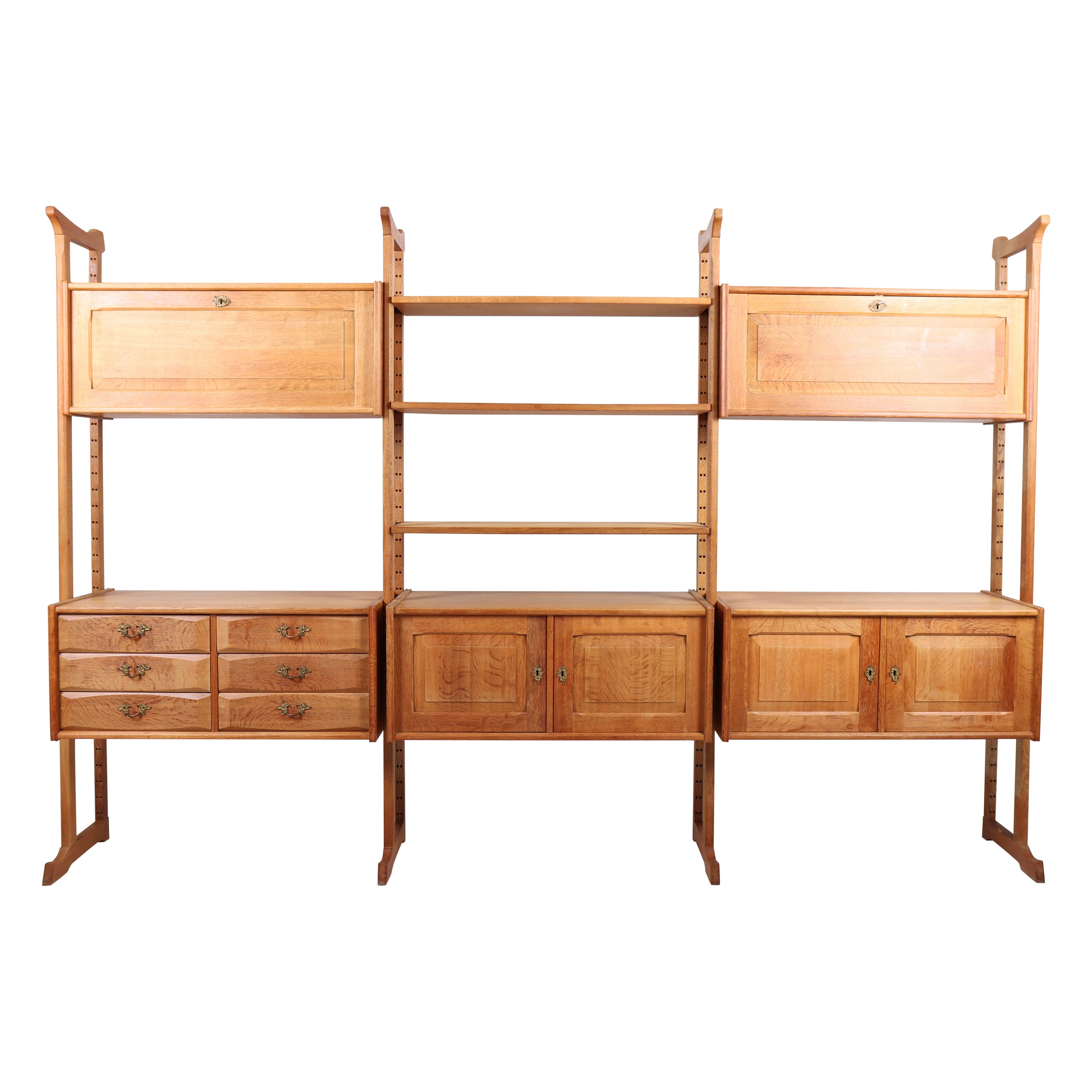 Danish Modern Rosewood Modular Bookcase Wall System by Henning