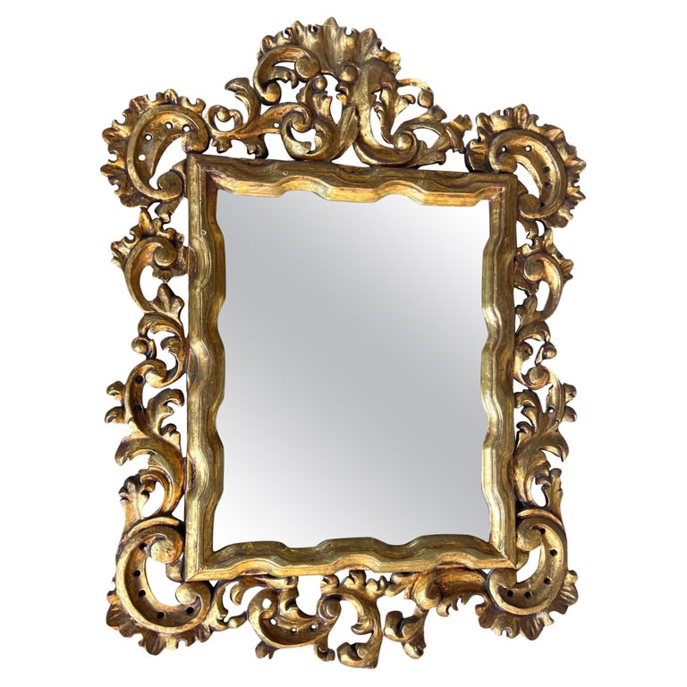 Miroir baroque ancien sculpté et doré à la main signé Gallo En vente sur  1stDibs