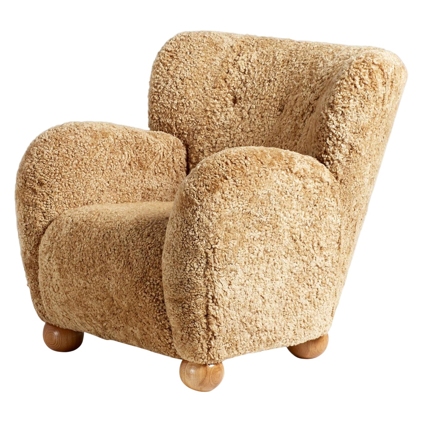 Custom Made Sheepskin Lounge Chair For Sale