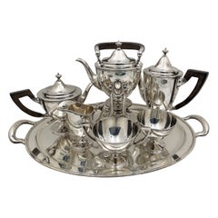 Tiffany Sterling Silver 6-Piece Faneuil Tea & Coffee Set with Tray Art Deco