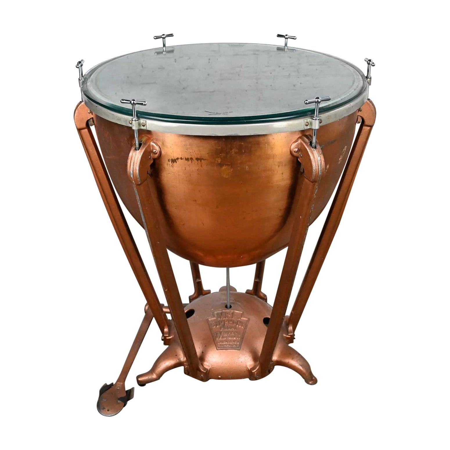Table centrale à tambour en cuivre industriel Steampunk de WFL Drum Co  en vente