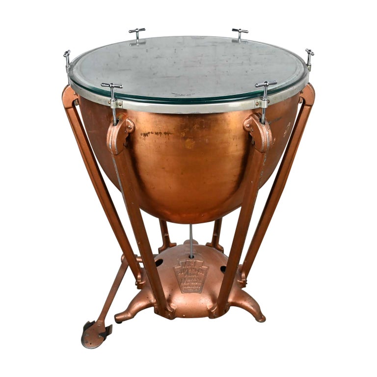 Steampunk Industrial Rustic Copper Kettle Drum Center Table by WFL Drum