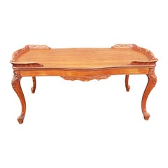 Louis XVI Style Carved Mahogany Cocktail Table with Solid Mahogany Gallery