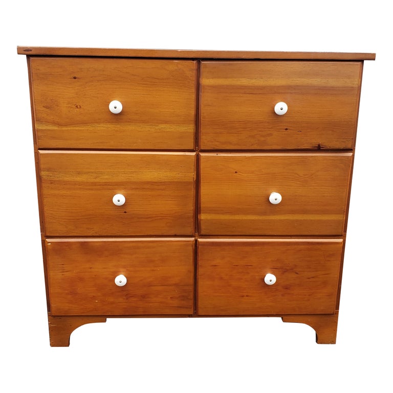 Early 20th Refinished Solid Pine 6Drawer Side Chest, circa