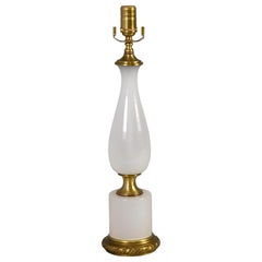 Mid-20th Cent. White Opaline Glass & Brass Lamp - Frederick Cooper