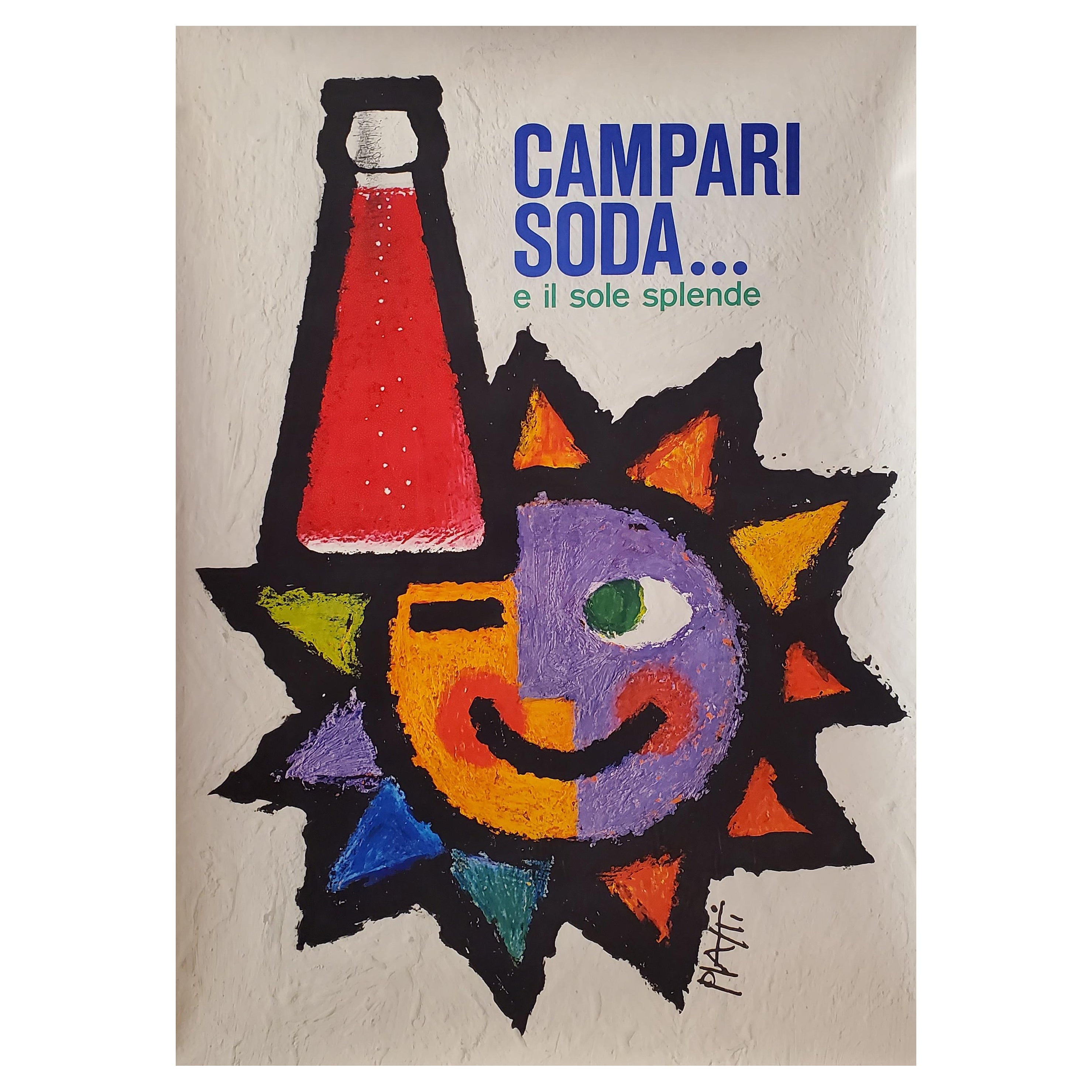 Original Campari Soda Poster, by Piatti 1950 For Sale