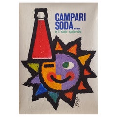 Vintage Original Campari Soda Poster, by Piatti 1950