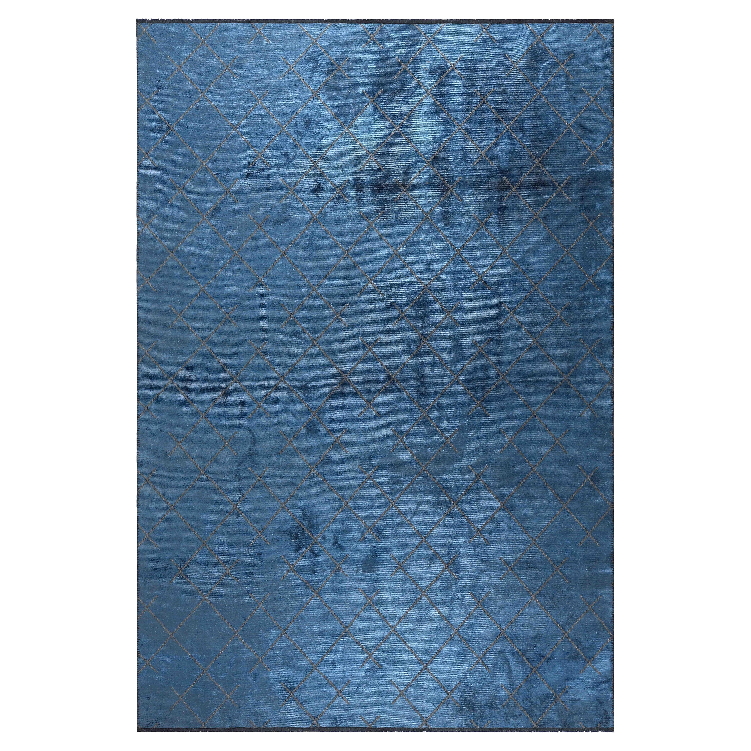 En vente :  (Bleu) Moderne  Tapis de luxe Argyle