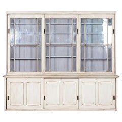 Used 19thC Large English Pine Glazed Butlers Pantry Cabinet