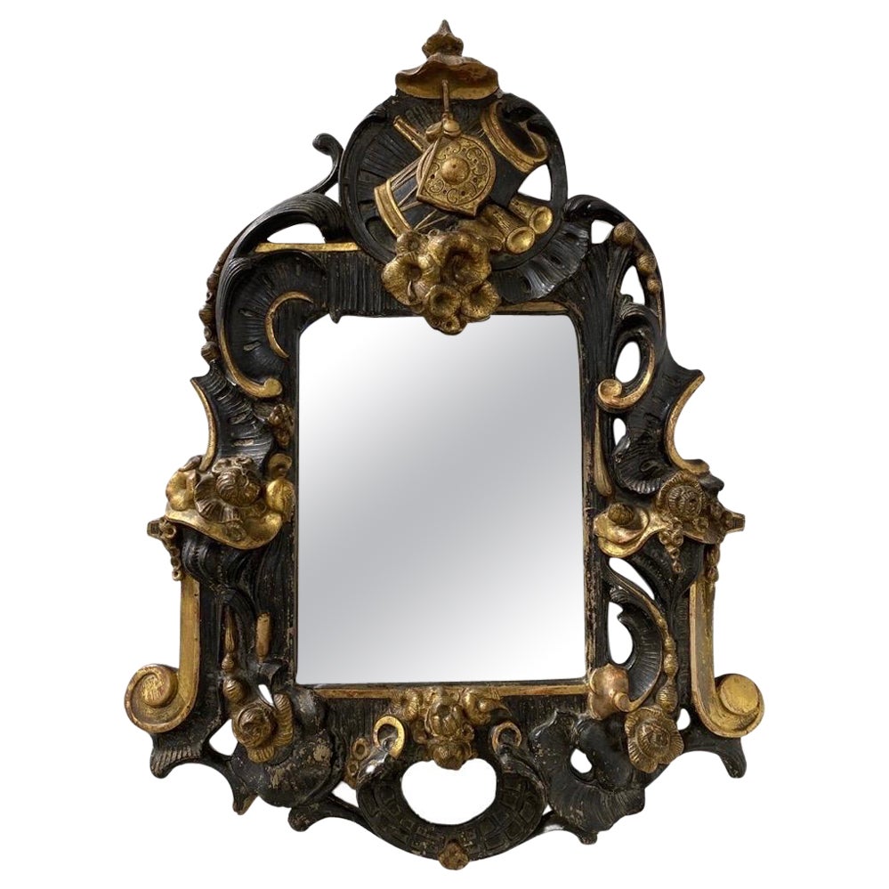 Antique French Finely Carved Gilt and Carved Wood Musical Wall Mirror Circa 1830 For Sale