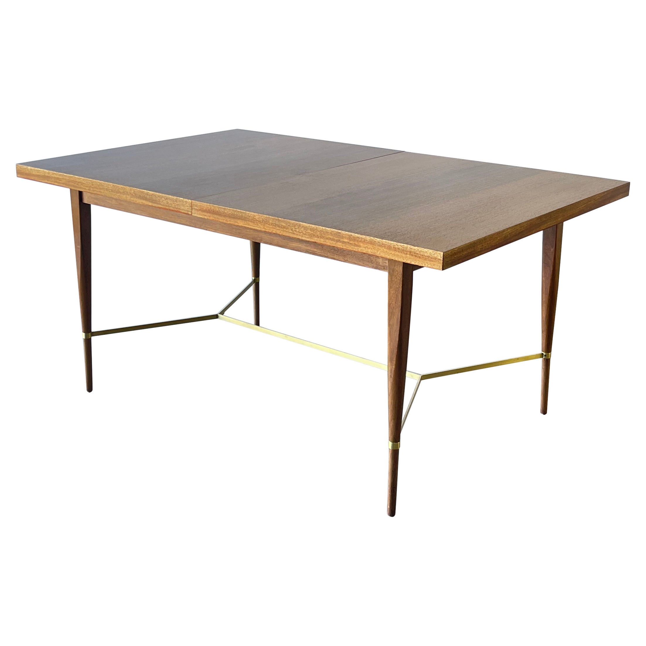 Mid-Century Mahogany & Brass X Cross Dining Table by Paul McCobb for Calvin For Sale