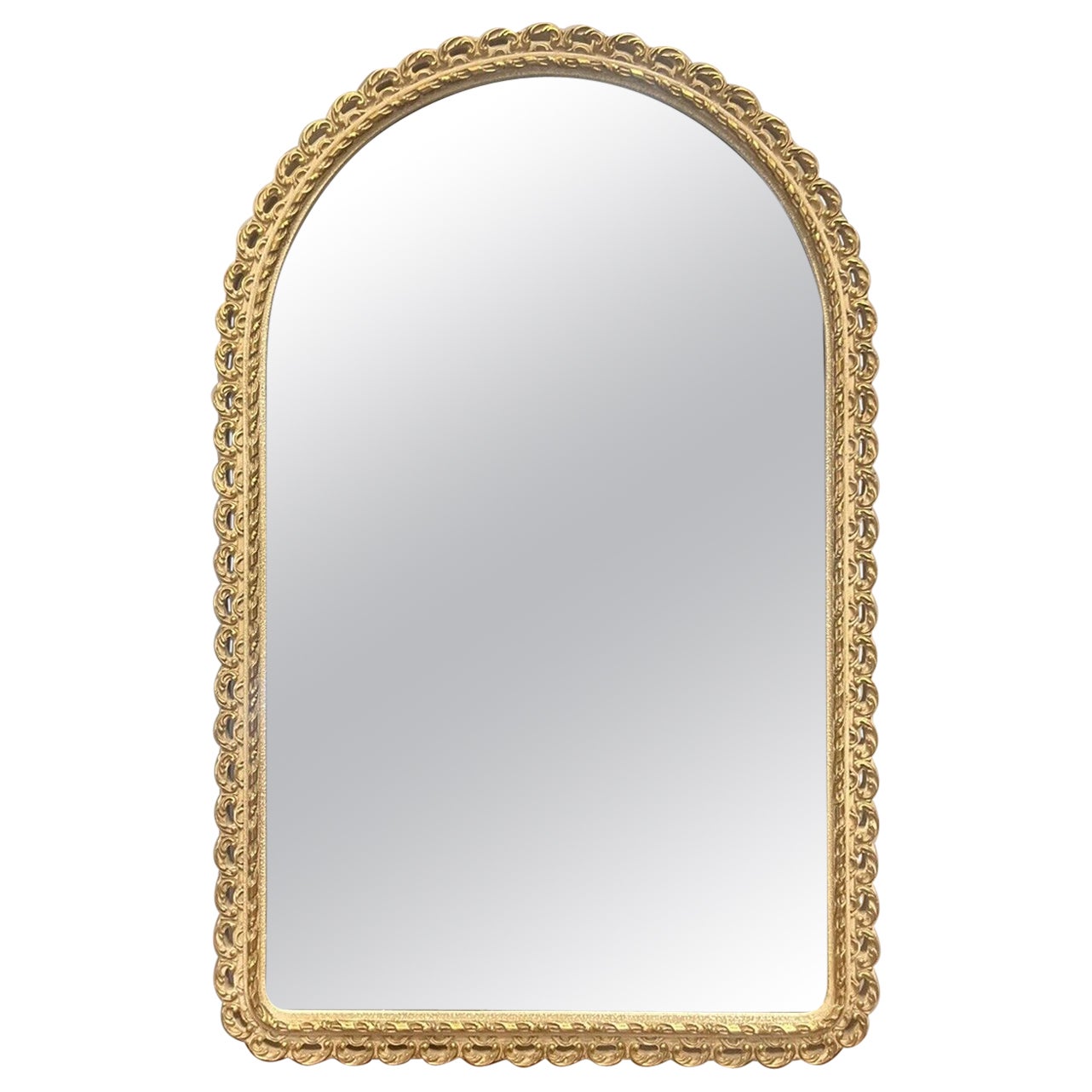 Vintage John ''Halls Galvo'' Cream and Gold Gilt-wood Wall Mirror, 1950's For Sale