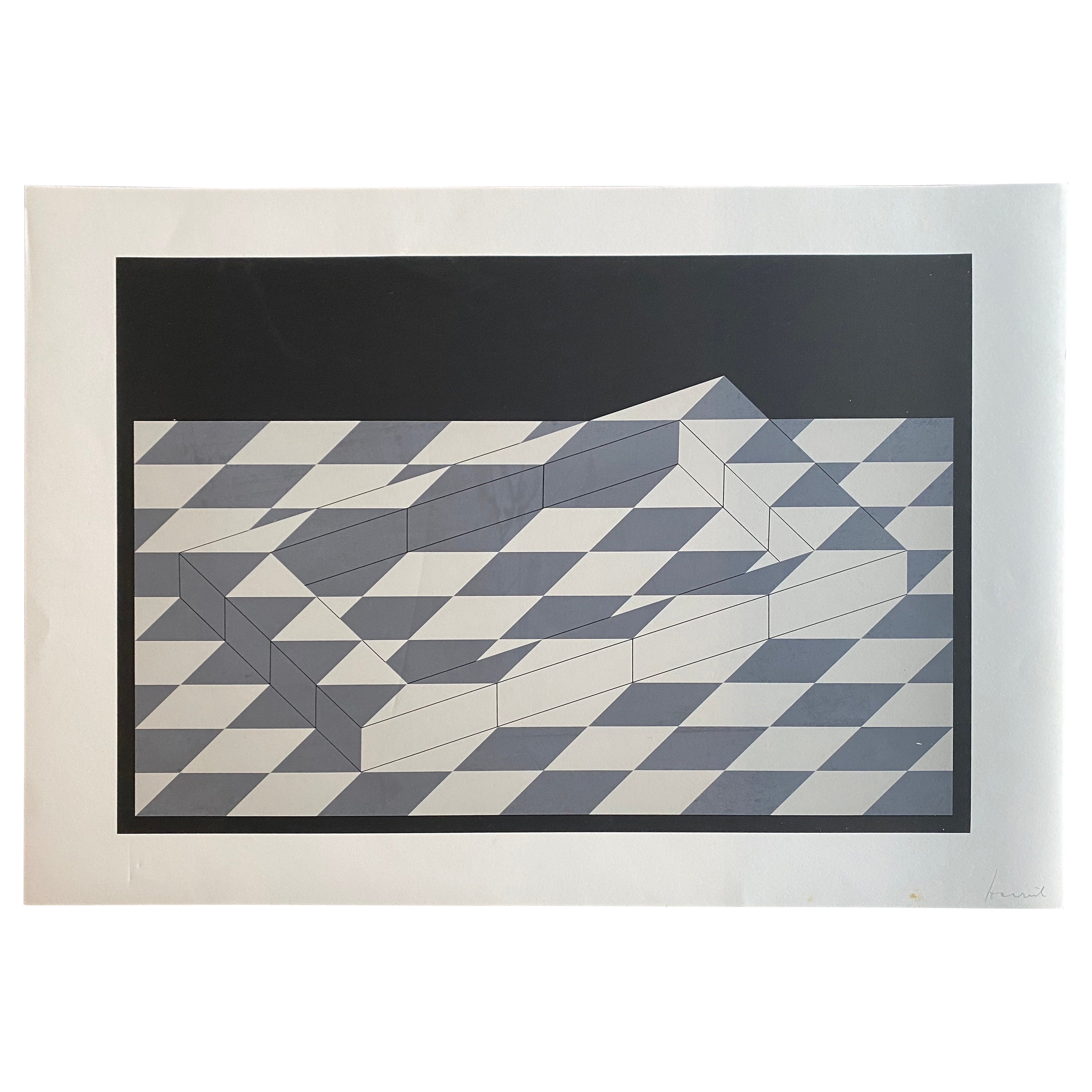  Original serigraph on white cardboard, signed by Erwin Heerich For Sale