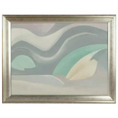 Modern Abstract Landscape Painting by Barbara Beretich, Silver Wide, 1980s