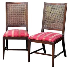 Pair of Dessin Fournir Regency Style Mahogany Cane Back Dining Chairs