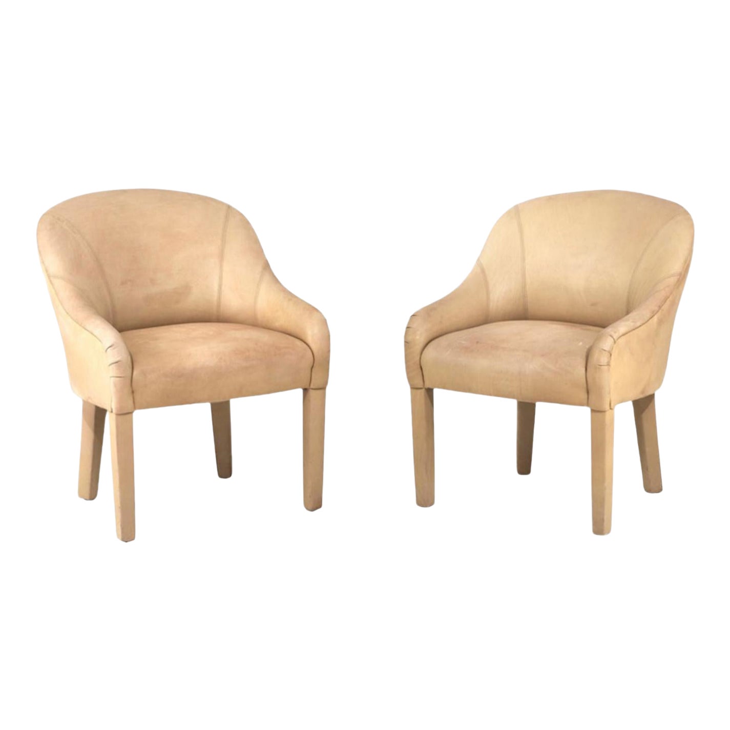 Sally Sirkin for Robert Scott Pair of Leather Arm Chairs, 1970