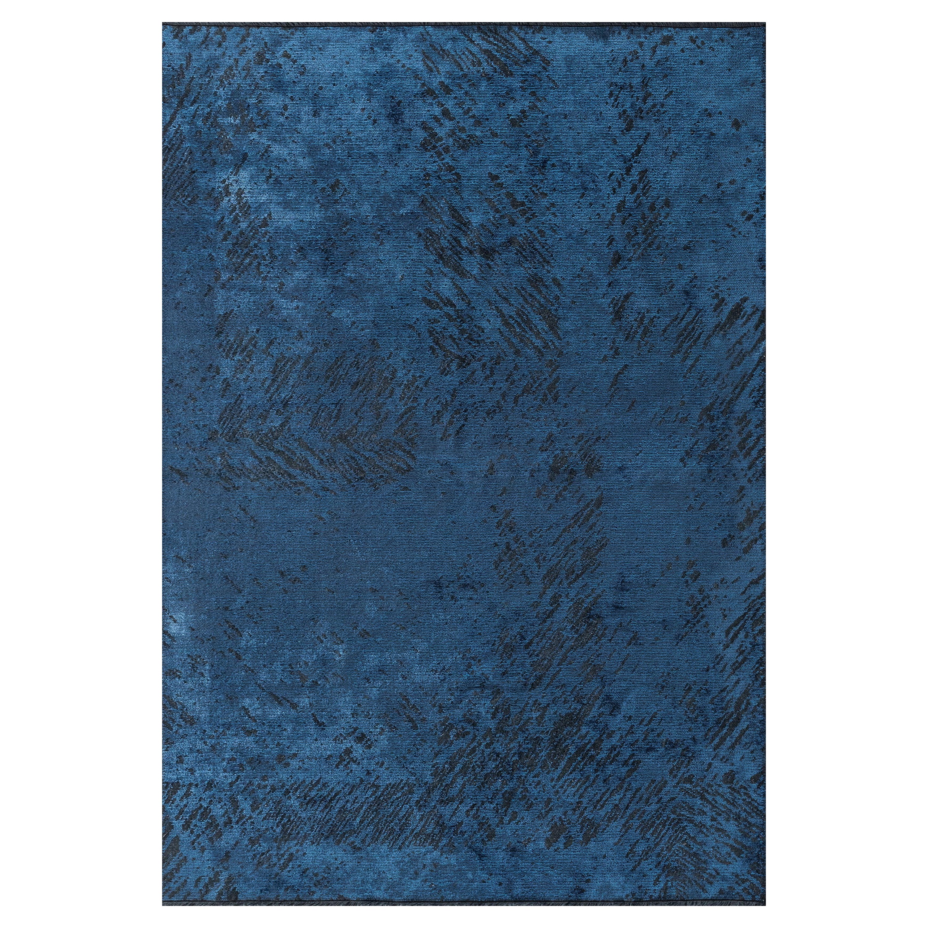 Im Angebot: Modern  Abstrakter luxuriöser Vorleger,  (Blau)