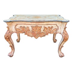 Quatrain for Dessin Fournir Carved Venetian Style Italian Paint Decorated Table