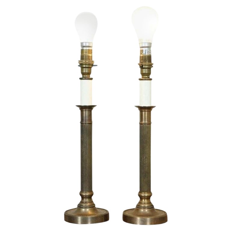 Pair of Beautiful Victorian Style Brass Table Lamps For Sale at 1stDibs