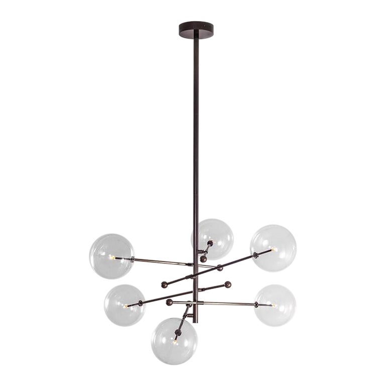 RD15 6 Arms Black Gunmetal Chandelier by Schwung For Sale