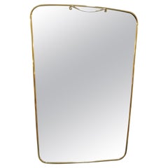Gio Ponti Style Brass Wall Mirror, Italy, 1950s